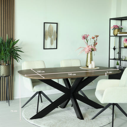 Eettafel Austin deens ovaal 180cm walnoot mangohout