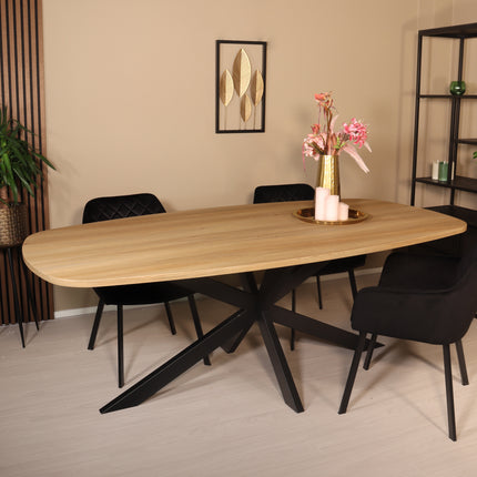 Eettafel Hero deens ovaal 210cm lichtbruin MDF