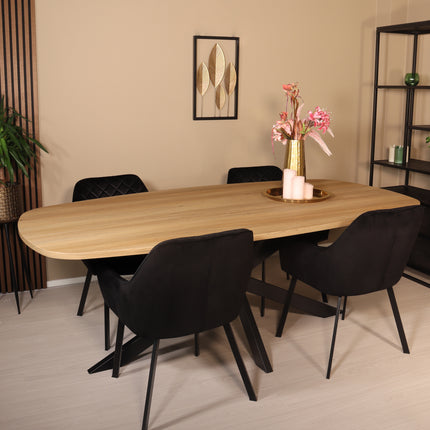 Eettafel Hero deens ovaal 210cm lichtbruin MDF