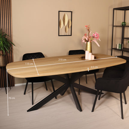 Eettafel Hero deens ovaal 210cm lichtbruin MDF