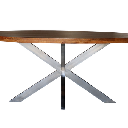 Eettafel Lucas ovaal 180cm bruin met zilver mangohout