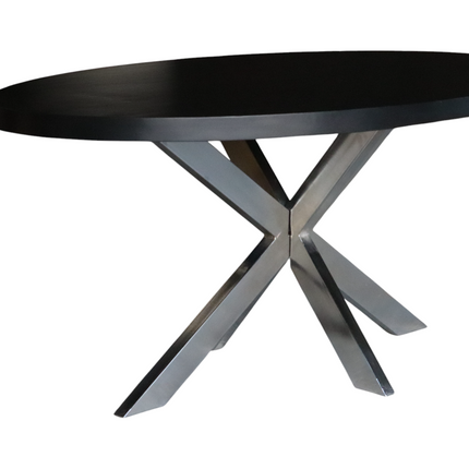 Eettafel Lucas ovaal 180cm zwart met zilver mangohout