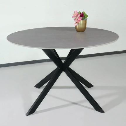 Eettafel marmerlook Jenna rond 120cm grijs steen
