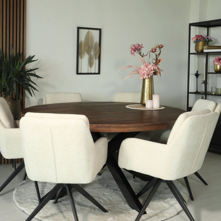 Eettafel Jones rond 150cm walnoot mangohout