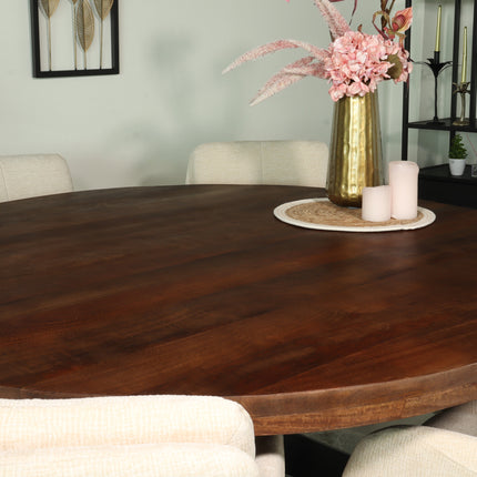 Eettafel Jones rond 150cm walnoot mangohout