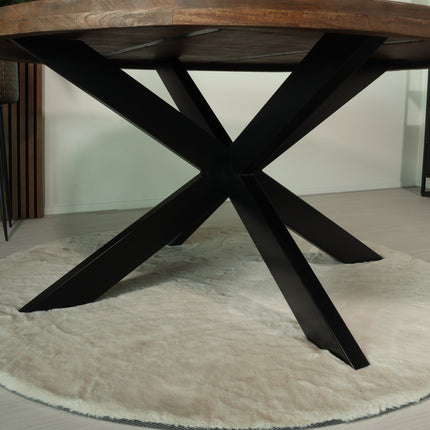 Eettafel Jones rond 150cm walnoot mangohout