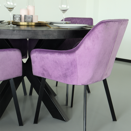 Eettafel Jones rond 130cm zwart mangohout
