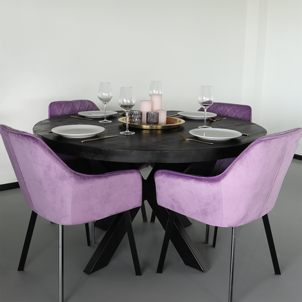 Eettafel Jones rond 130cm zwart mangohout