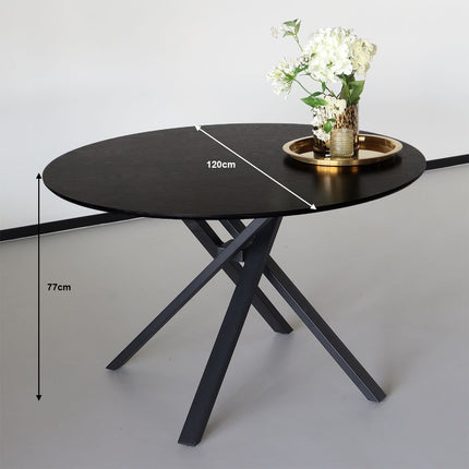 Eettafel Ronsi Antoinette rond 120cm zwart MDF