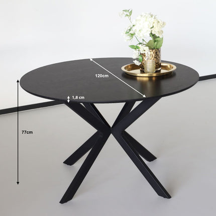 Eettafel Ronsi rond 120cm zwart MDF