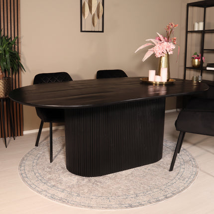 Eettafel Japandi Fender deens ovaal 200cm zwart mangohout