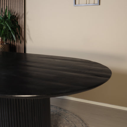 Eettafel Japandi Fender deens ovaal 200cm zwart mangohout