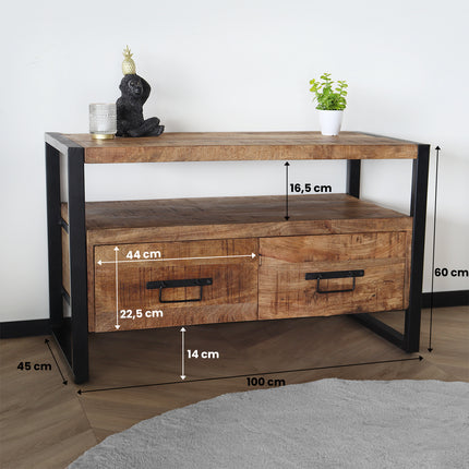 Tv meubel bruin mangohout 100cm Ilse