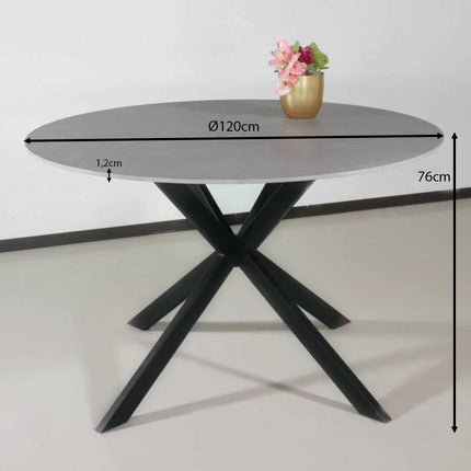 Eettafel marmerlook Jenna rond 120cm grijs steen