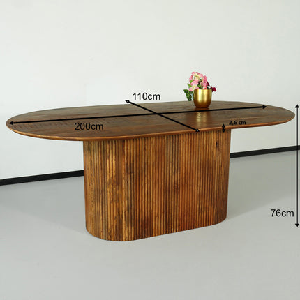 Eettafel Japandi Fender deens ovaal 200cm bruin mangohout