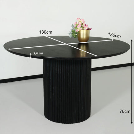 Eettafel Japandi Rover rond 130cm zwart mangohout