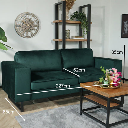 Zitbank donkergroen velvet 225cm Zora