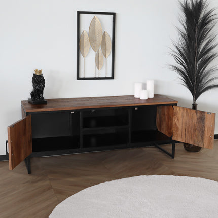 Tv meubel bruin mangohout 130cm Liv