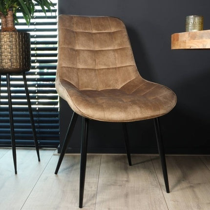 SET DEAL: 4 Eetkamerstoelen cognac velvet de Vince
