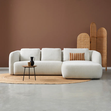 Hoekbank Cloud creme polyester 285cm rechts