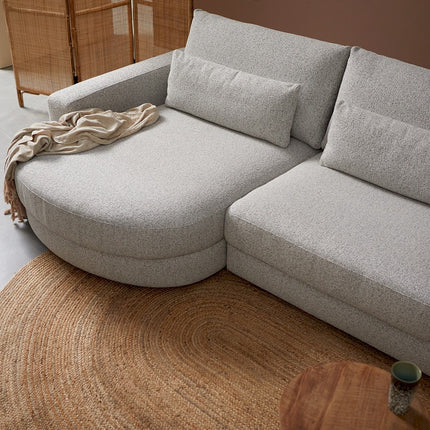 Hoekbank Como lichtgrijs polyester 334cm links