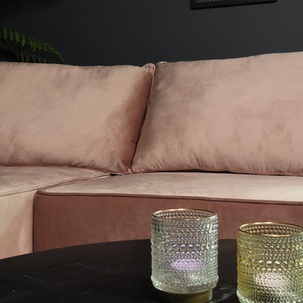 Hoekbank Lando rond taupe velvet 270cm links