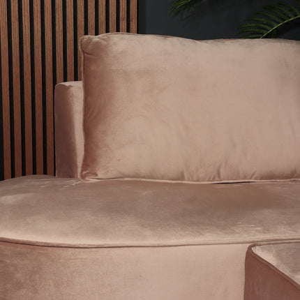 Hoekbank Lando rond taupe velvet 270cm links