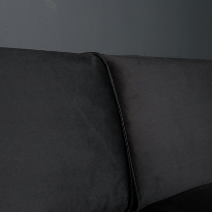 Hoekbank Riley zwart velvet 270cm rechts