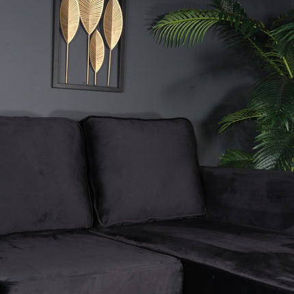 Hoekbank Venna 200cm zwart velvet