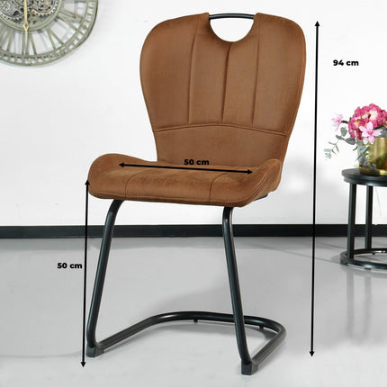 SET DEAL: 6 Eetkamerstoelen cognac microvezel Yara