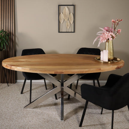 Eettafel Lucas ovaal 180cm lichtbruin met zilver mangohout