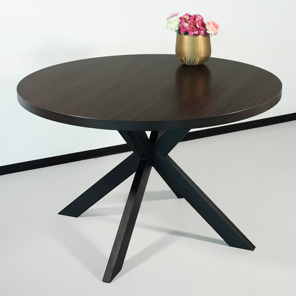 Eettafel Sanne rond 120cm donker walnoot melamine