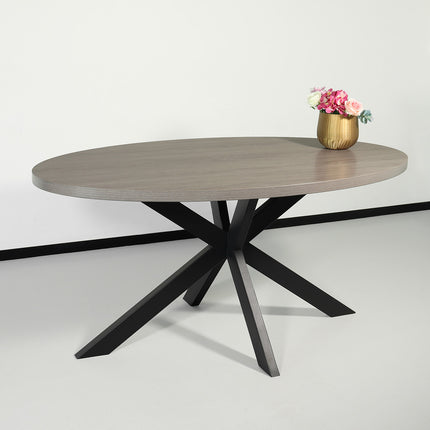 Eettafel Tommy ovaal 160cm grijs melamine
