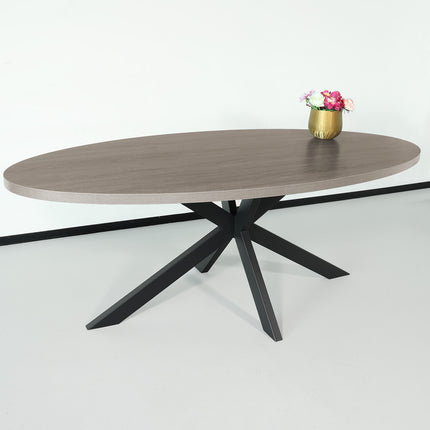 Eettafel Tommy ovaal 240cm grijs melamine