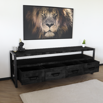 Tv meubel zwart mangohout 180cm Ilse
