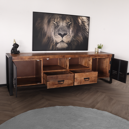 Tv meubel bruin mangohout 200cm Nova