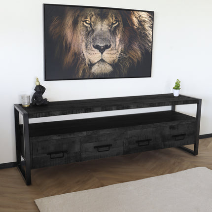 Tv meubel zwart mangohout 180cm Ilse