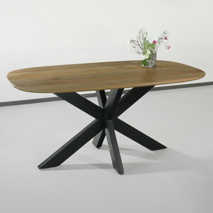 Eettafel Austin deens ovaal 160cm lichtbruin mangohout