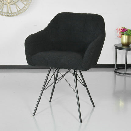 SET DEAL 6 stuks: Eetkamerstoel zwart teddy Lola