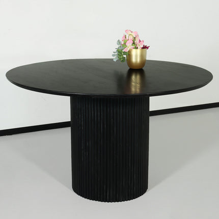 Eettafel Japandi Rover rond 130cm zwart mangohout