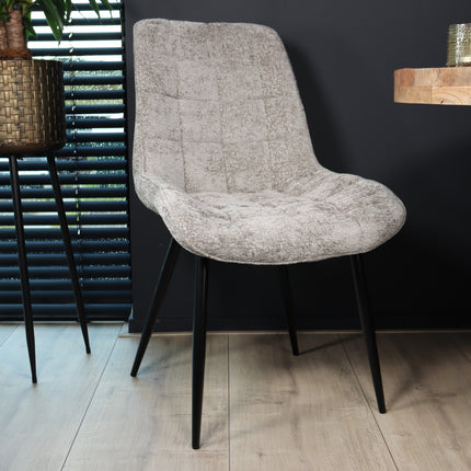 Eetkamerstoel grijs chenille de Vince