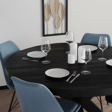 Eettafel Jones rond 130cm zwart mangohout