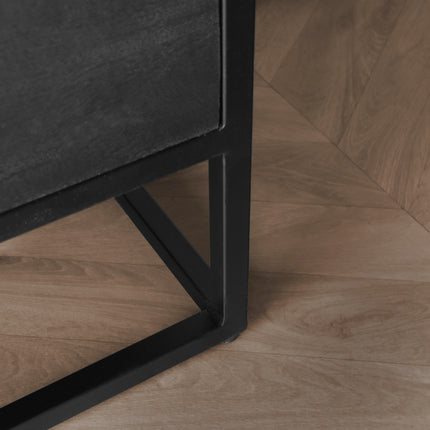 Visgraat kast zwart mangohout 180cm Flako