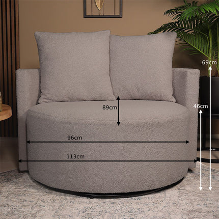 Loveseat draaibaar teddy grijs