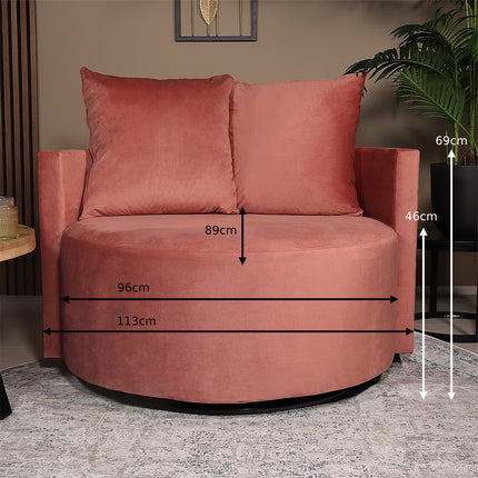 Loveseat draaibaar velvet oud roze