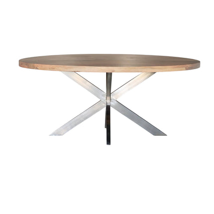Eettafel Lucas ovaal 180cm lichtbruin met zilver mangohout