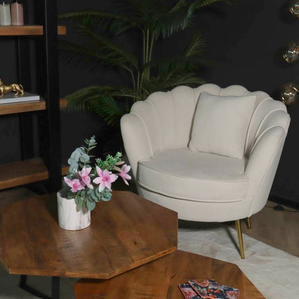 Fauteuil Belle creme velvet