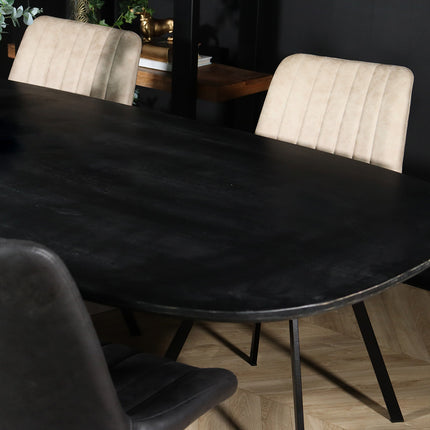 Eettafel Austin deens ovaal 200cm zwart mangohout