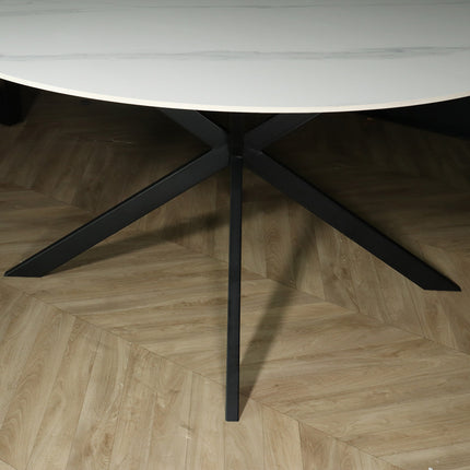 Eettafel marmerlook Jenna rond 150cm wit steen