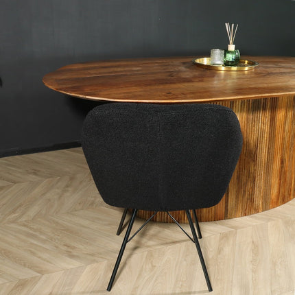 SET DEAL 6 stuks: Eetkamerstoel zwart teddy Lola